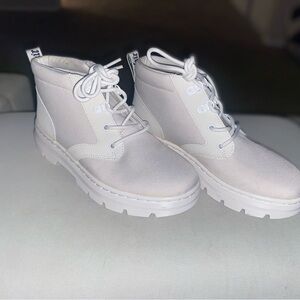Dr. Martens White Combat Moto Boots